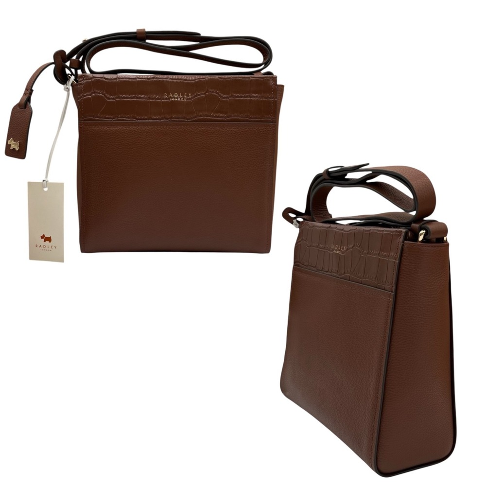 Radley London Womens Downtown Small Ziptop Leather Crossbody Bag Dark Brown
